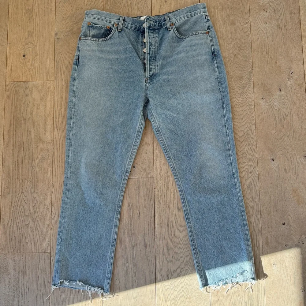 Agolde Light Blue Straight Leg Jeans - Picture 1 of 4